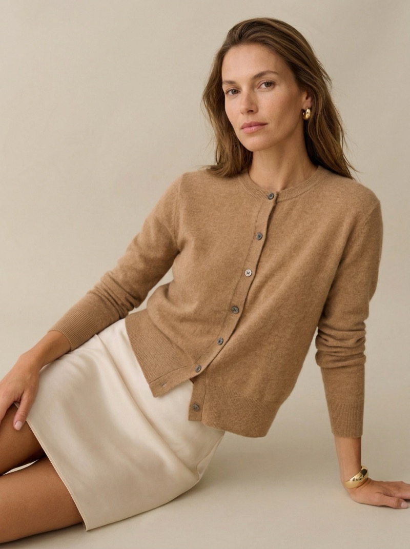 Cashmere button-front cardigan