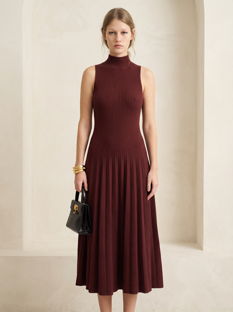 Knit column dress, premium knitwear manufacturer sample