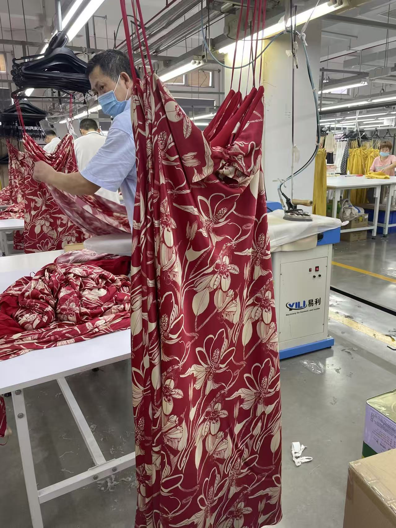 Garment in progress at Deepwove's manufacturing facility — detail of womenswear construction